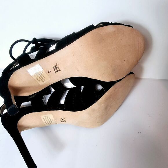 NEW Banana Republic Black Suede Jene Lace-Up Stiletto Heels Size 8 - Picture 7 of 8